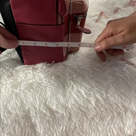 Coach Red and Cream Checkered Backpack - Picture 7 of 8